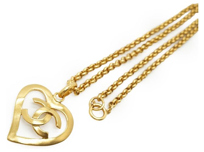 Chanel Collier Cœur CC Vintage Doré - vue 3