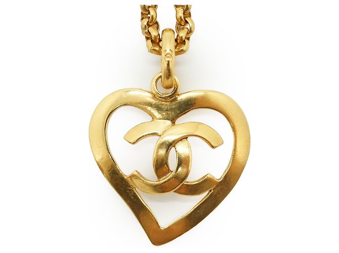 Chanel Collier Cœur CC Vintage Doré - vue 4