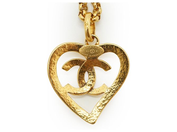 Chanel Collier Cœur CC Vintage Doré - vue 5