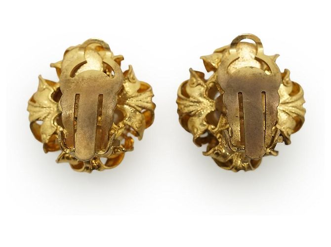 Chanel Brincos de pressão redondos de pérolas artificiais GP Branco Dourado - vista 2