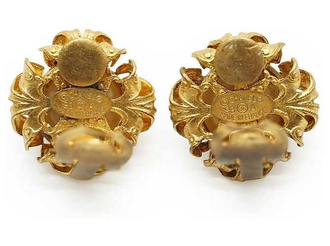 Chanel Brincos de pressão redondos de pérolas artificiais GP Branco Dourado - vista 7