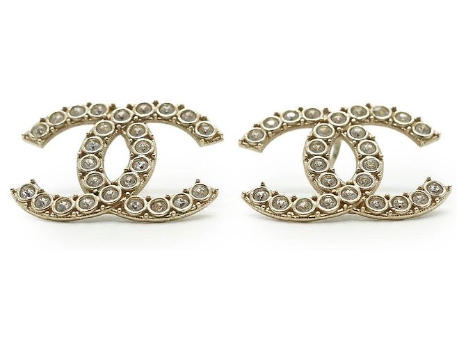 Chanel CC Crystal Ohrringe Gold Weiß Golden - Ansicht 3