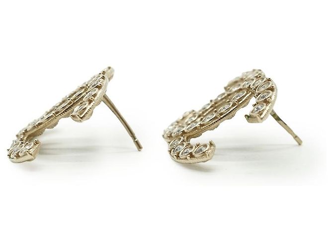 Chanel CC Crystal Ohrringe Gold Weiß Golden - Ansicht 4