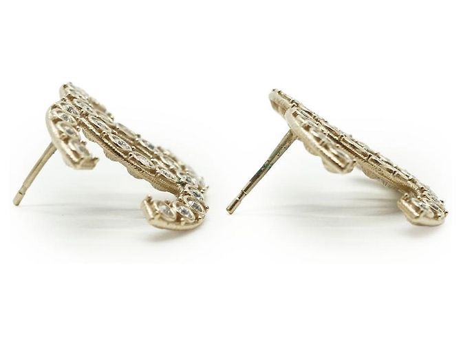 Chanel CC Crystal Ohrringe Gold Weiß Golden - Ansicht 6