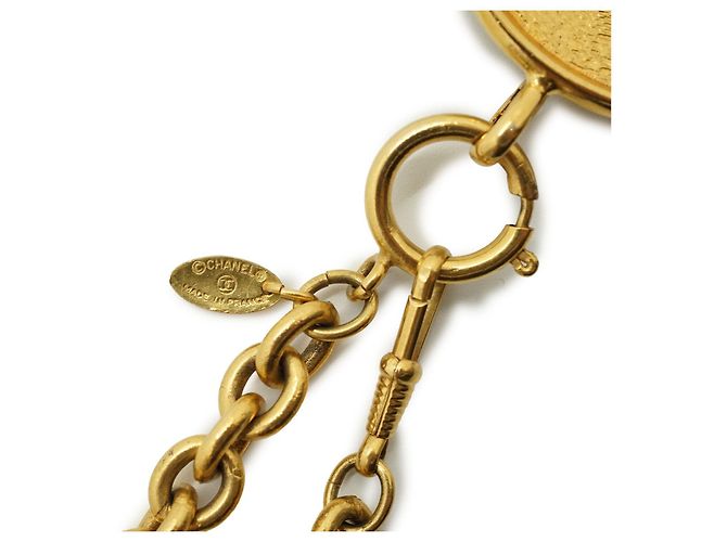 Chanel Vintage CC Sunburst Cut-out lange Halskette GP Golden - Ansicht 10