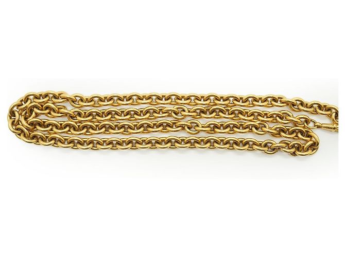 Chanel Vintage CC Sunburst Cut-out lange Halskette GP Golden - Ansicht 11