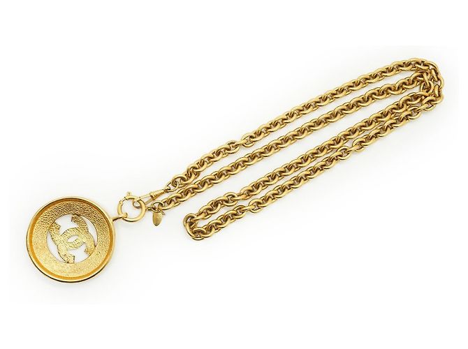 Chanel Vintage CC Sunburst Cut-out lange Halskette GP Golden - Ansicht 3