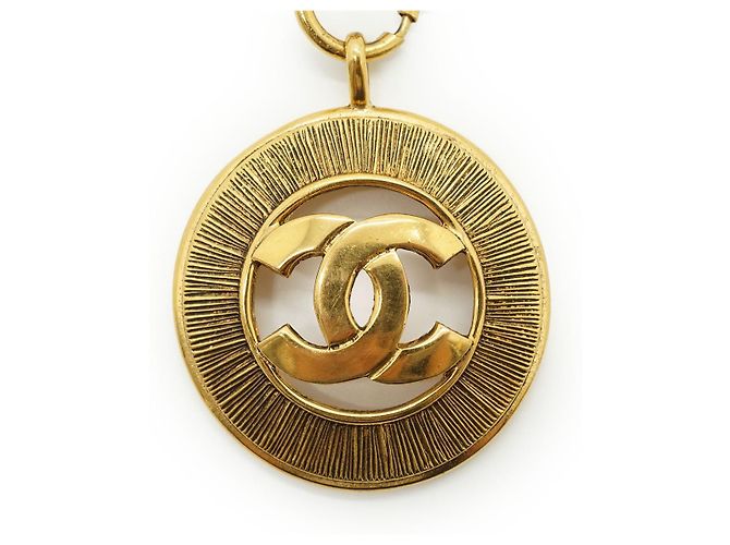 Chanel Vintage CC Sunburst Cut-out lange Halskette GP Golden - Ansicht 4