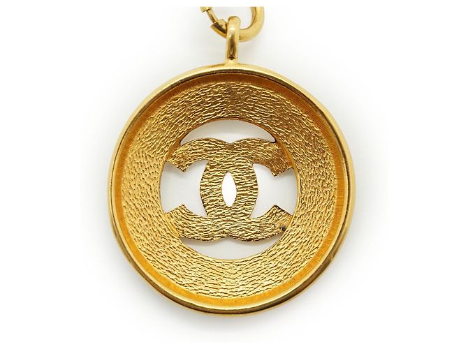 Chanel Vintage CC Sunburst Cut-out lange Halskette GP Golden - Ansicht 5