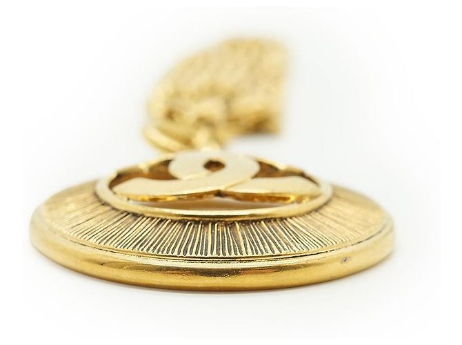 Chanel Vintage CC Sunburst Cut-out lange Halskette GP Golden - Ansicht 6