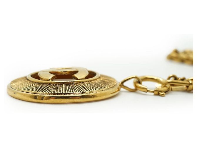 Chanel Vintage CC Sunburst Cut-out lange Halskette GP Golden - Ansicht 7