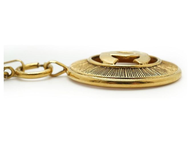 Chanel Vintage CC Sunburst Cut-out lange Halskette GP Golden - Ansicht 8