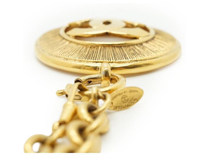 Chanel Vintage CC Sunburst Cut-out lange Halskette GP Golden - Ansicht 9