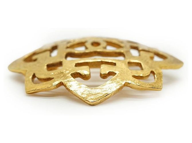 Chanel Vintage CC Filigree Cut-out Flower Große Brosche GP Golden - Ansicht 3