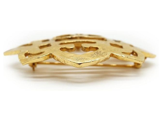 Chanel Vintage CC Filigree Cut-out Flower Große Brosche GP Golden - Ansicht 5
