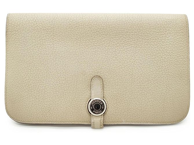 Hermès Dogon Duo Nata GM Togo Geldbörse Weiß - Ansicht 2