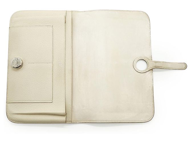 Hermès Dogon Duo Nata GM Togo Geldbörse Weiß - Ansicht 9