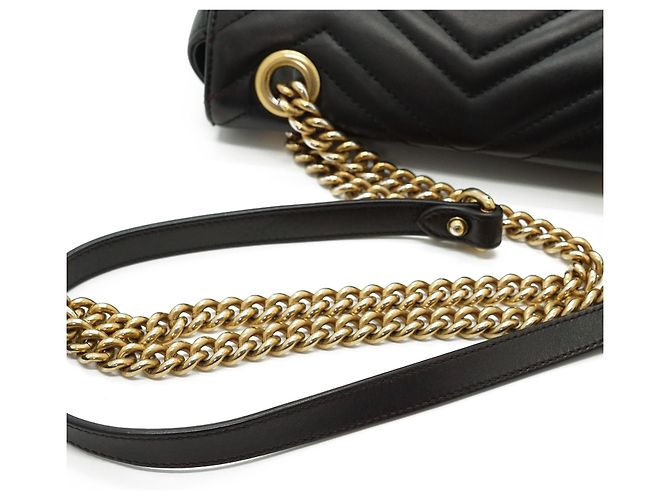 Gucci Mini Bolso de Hombro GG Marmont con Cadena Negro Beige - vista 10