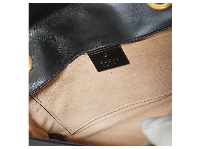 Gucci Mini Bolso de Hombro GG Marmont con Cadena Negro Beige - vista 12