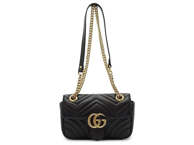 Gucci Mini Bolso de Hombro GG Marmont con Cadena Negro Beige - vista 3