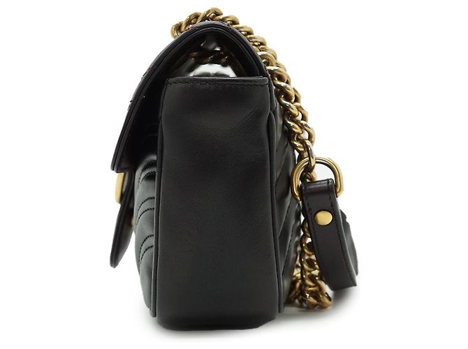 Gucci Mini Bolso de Hombro GG Marmont con Cadena Negro Beige - vista 4