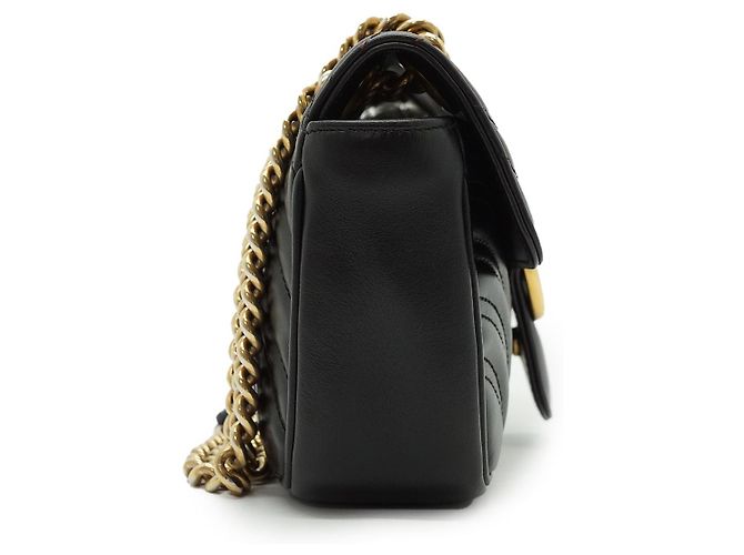 Gucci Mini Bolso de Hombro GG Marmont con Cadena Negro Beige - vista 5