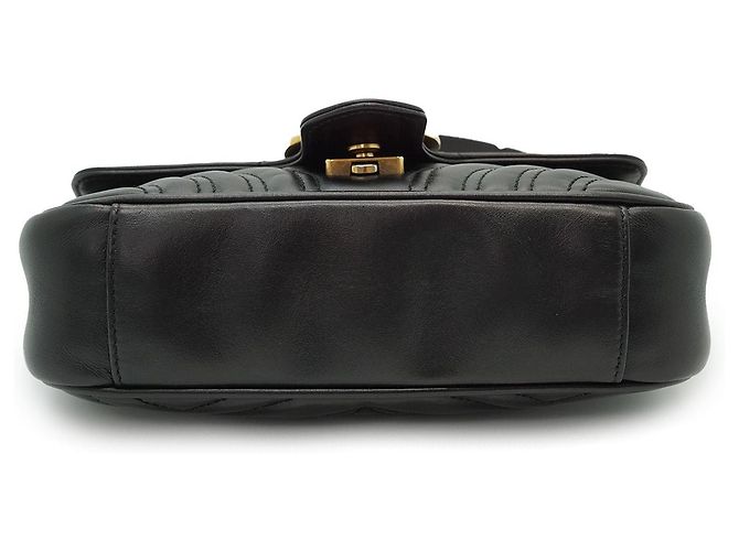 Gucci Mini Bolso de Hombro GG Marmont con Cadena Negro Beige - vista 6