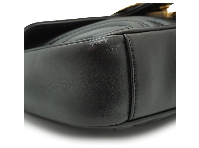 Gucci Mini Bolso de Hombro GG Marmont con Cadena Negro Beige - vista 7