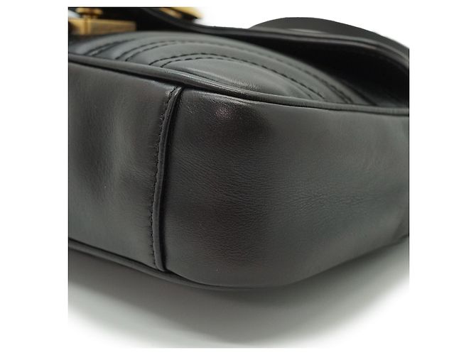 Gucci Mini Bolso de Hombro GG Marmont con Cadena Negro Beige - vista 8
