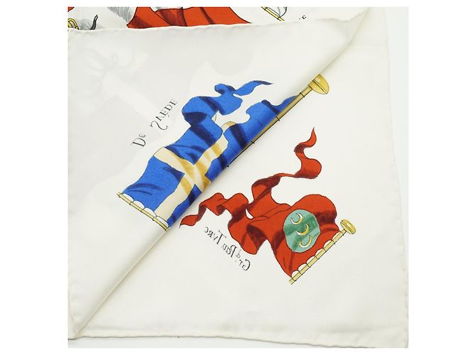 Hermès Pavois by Ledoux Silk Carre 90 Bianco Multicolore - vista 10
