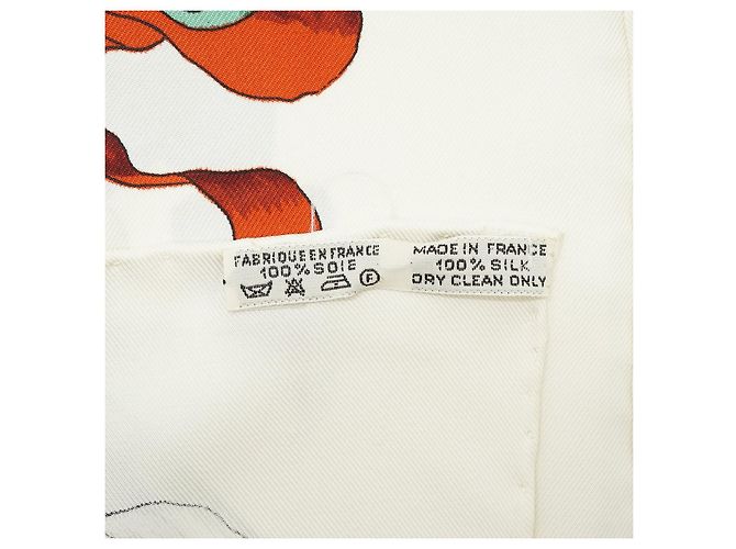 Hermès Pavois by Ledoux Silk Carre 90 Bianco Multicolore - vista 6