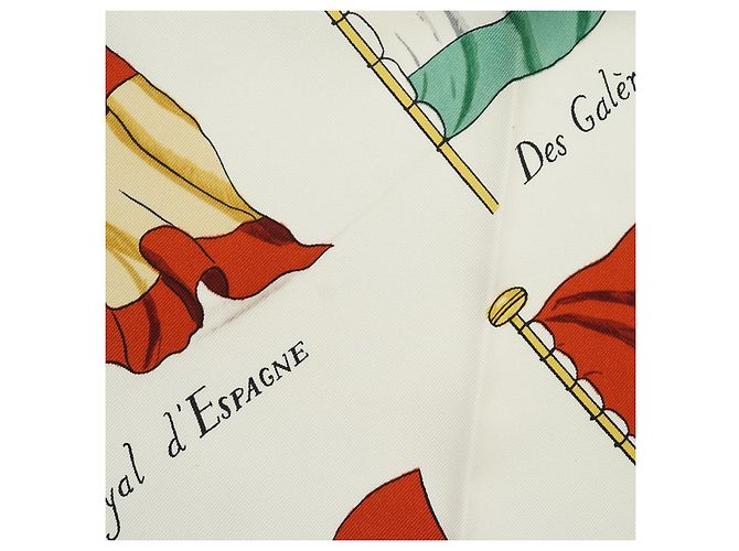 Hermès Pavois by Ledoux Silk Carre 90 Bianco Multicolore - vista 8