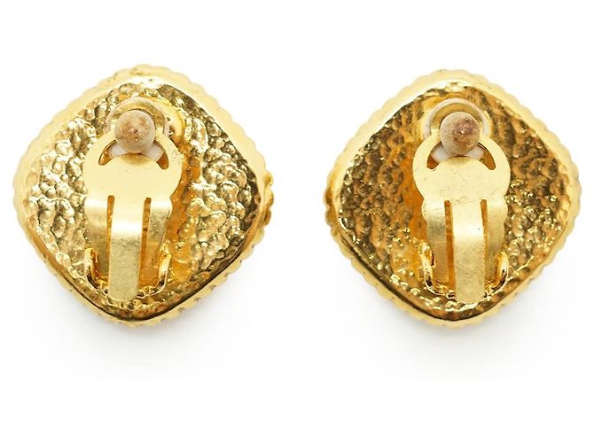 Chanel Brincos de pressão CC em forma de diamante GP Dourado - vista 2