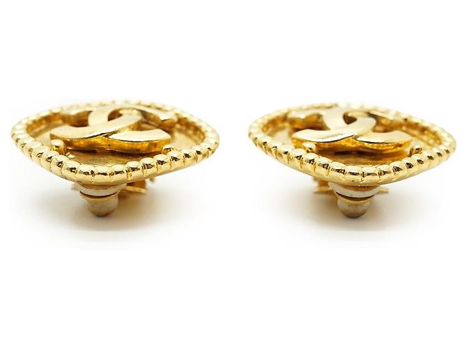 Chanel Brincos de pressão CC em forma de diamante GP Dourado - vista 3
