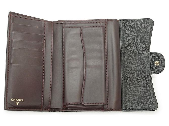 Chanel Klassisches Long Flap Wallet aus Lammleder Matelassé Braun Schwarz - Ansicht 9