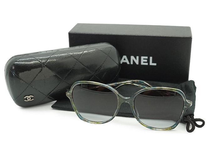 Chanel Gafas de sol CC montura carey Azul Verde - vista 11