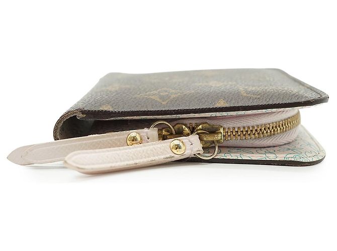 Louis Vuitton Monogram Porte Monnaie Insolite Compact Wallet Marrom Rosa - vista 3