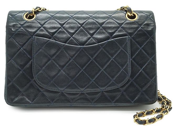 Chanel Bolsa de Ombro com Corrente Double Flap Matelassé 25 em pele de cordeiro Preto Bordeaux Azul marinho - vista 2