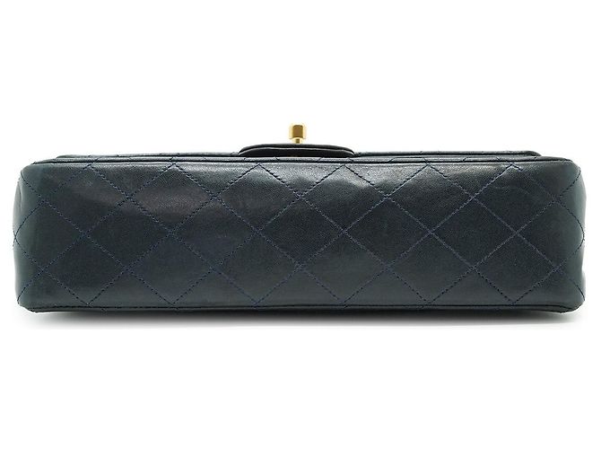 Chanel Bolsa de Ombro com Corrente Double Flap Matelassé 25 em pele de cordeiro Preto Bordeaux Azul marinho - vista 6
