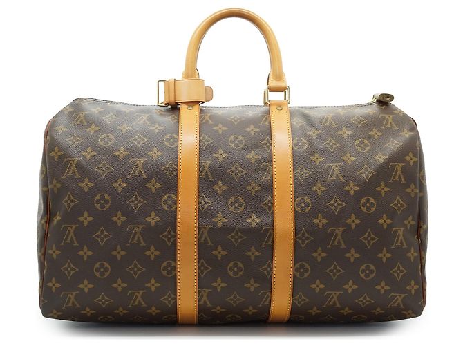 Louis Vuitton Monogram Keepall 45 Marrón Lona y Cuero Castaño - vista 2