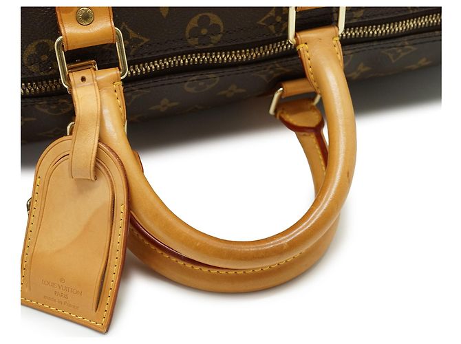 Louis Vuitton Monogram Keepall 45 Marrón Lona y Cuero Castaño - vista 9