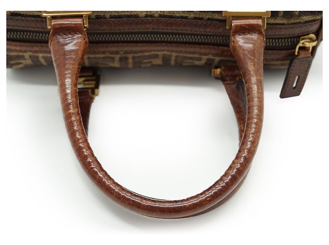 Fendi Sac Mini Boston Zucca Velvet Marron - vue 10