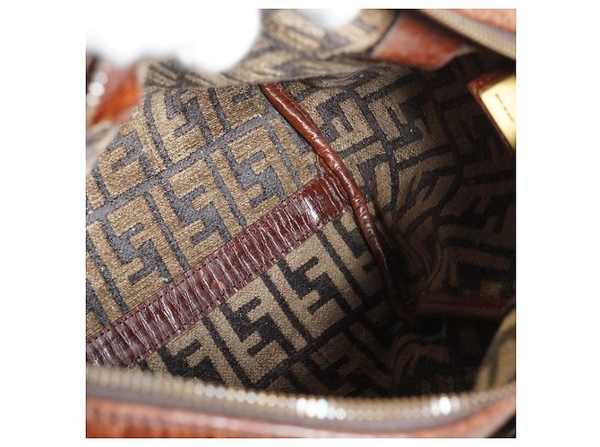 Fendi Sac Mini Boston Zucca Velvet Marron - vue 13