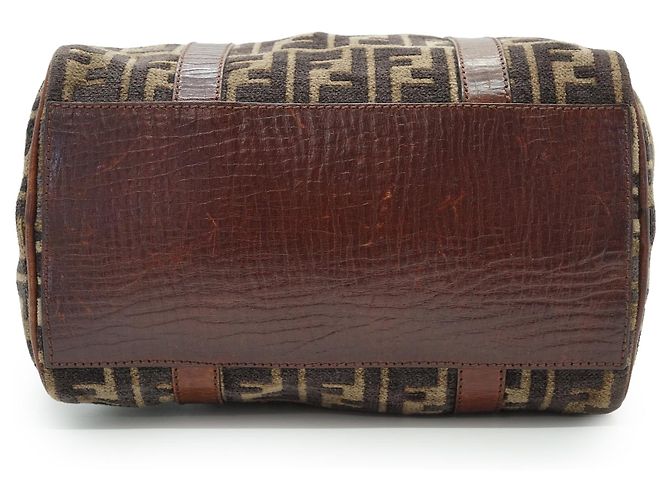Fendi Sac Mini Boston Zucca Velvet Marron - vue 5
