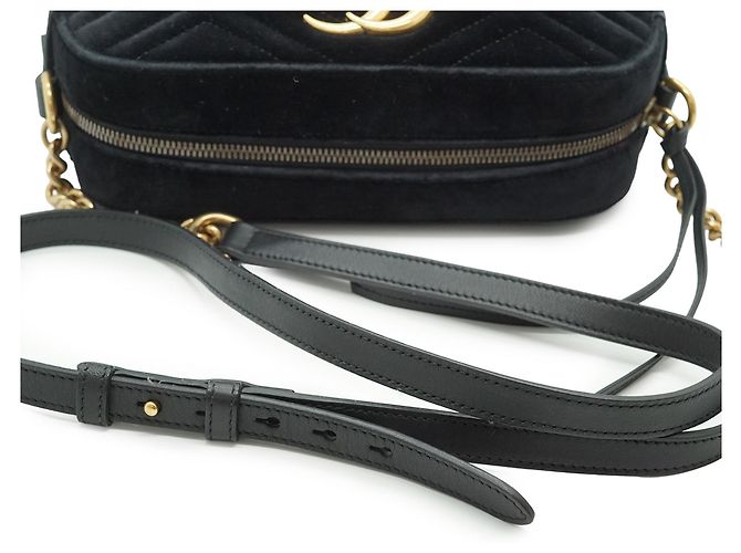Gucci Borsa a tracolla Camera GG Marmont in velluto Nero Rosa - vista 10