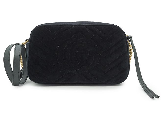 Gucci Borsa a tracolla Camera GG Marmont in velluto Nero Rosa - vista 2