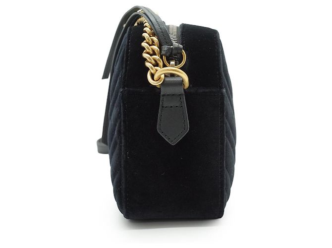 Gucci Borsa a tracolla Camera GG Marmont in velluto Nero Rosa - vista 4