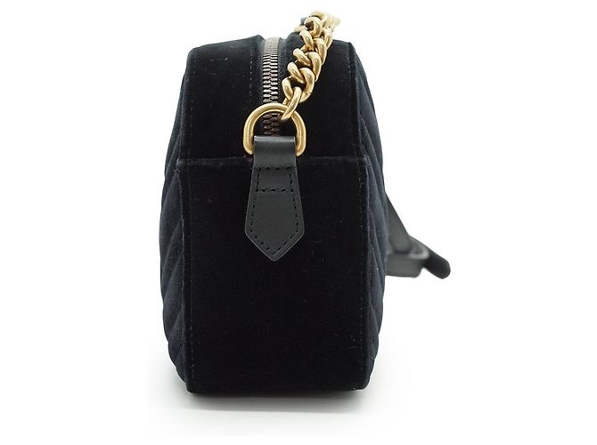 Gucci Borsa a tracolla Camera GG Marmont in velluto Nero Rosa - vista 5
