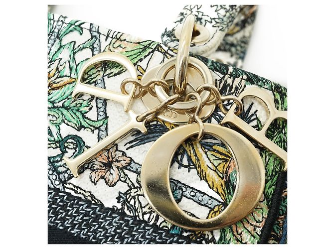 Lady Dior Medium Embroidered D-Lite Blanco Multicolor - vista 12