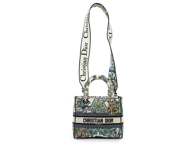 Lady Dior Medium Embroidered D-Lite Blanco Multicolor - vista 3